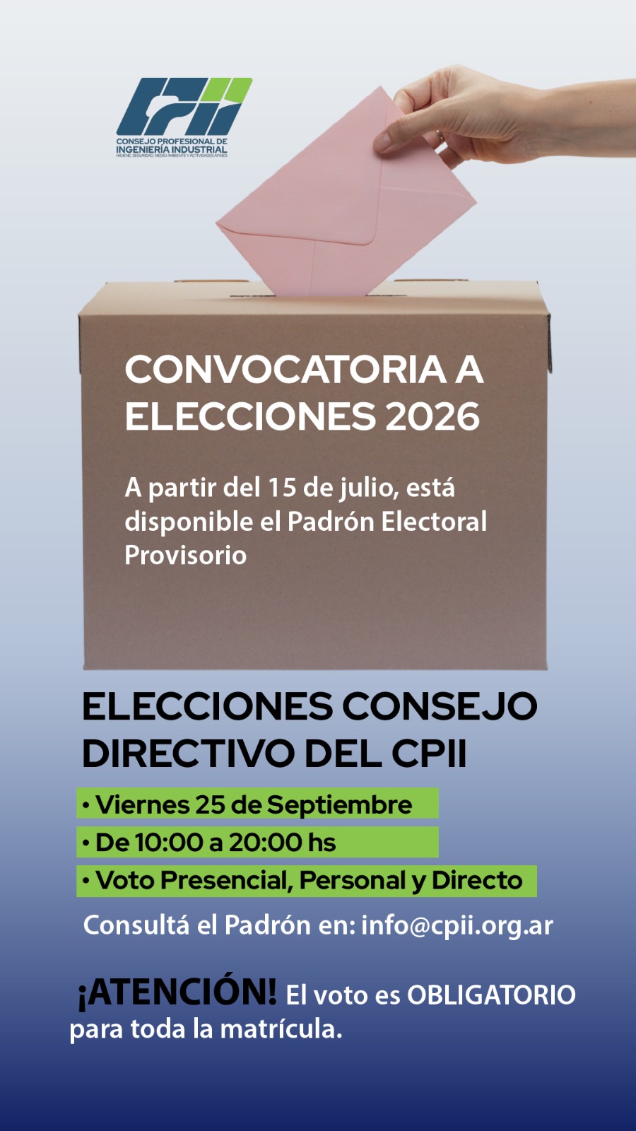 Convocatoria a Elecciones CPII 2026